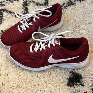 Nike White and Maroon Shoes